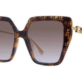 FENDI Baguette Brown Geometric Sunglasses ONE SIZE (55) Havana Férfi Napszemüvegek kép