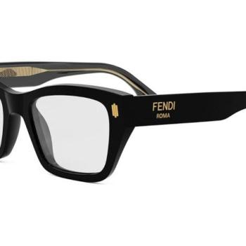 FENDI Roma Black Rectangular Eyeglasses ONE SIZE (52) Fekete Férfi Dioptriás szemüvegek kép