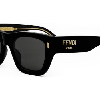 FENDI Roma Black Rectangular Sunglasses ONE SIZE (53) Fekete Férfi Napszemüvegek kép