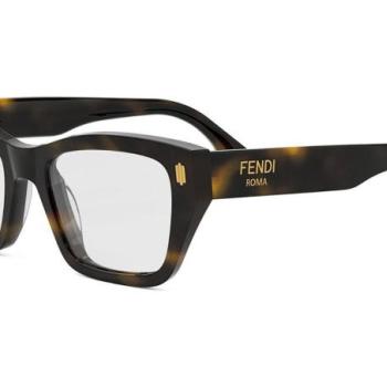 FENDI Roma Havana Rectangular Eyeglasses ONE SIZE (52) Havana Férfi Dioptriás szemüvegek kép